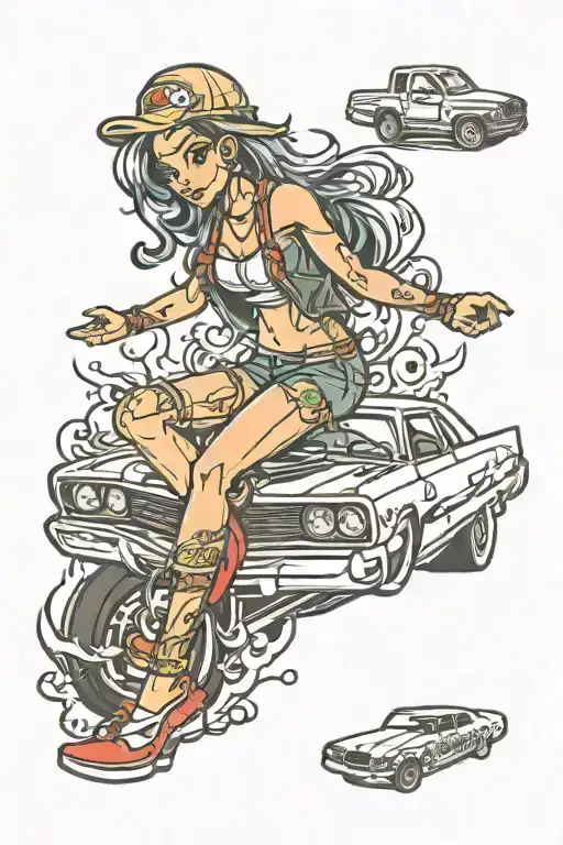 lowriders and video games tattoo design idea