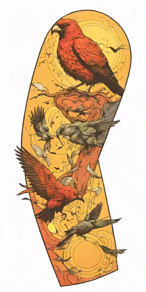 Maculine and hard words become birds flying. I want more word than birds. And more black than colors.  tattoo design idea