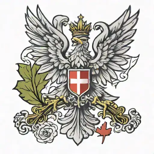 Polish eagle and canadian flag intertwined tattoo design idea