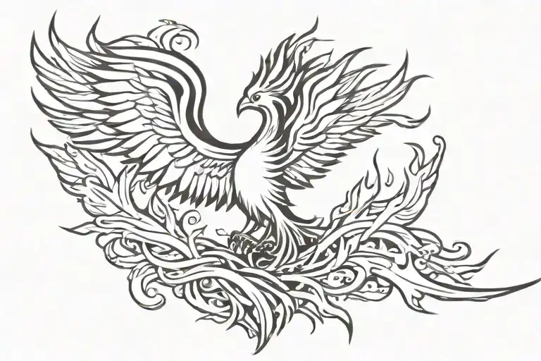 phoenix rising from the ashes tattoo design idea