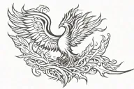 phoenix rising from the ashes tattoo design idea