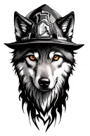 WOLF, EYE, FIREFIGHTER tattoo design idea