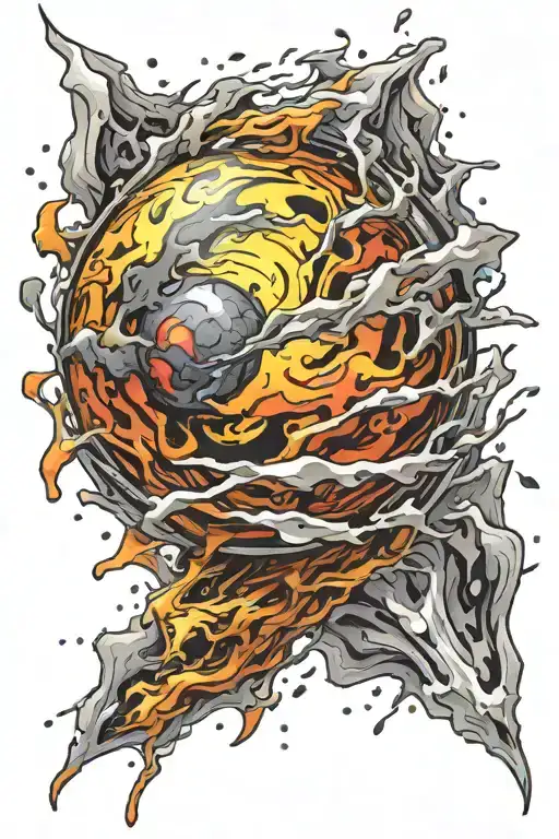 explosive ball inner energy flowing tattoo design idea