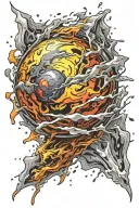 explosive ball inner energy flowing tattoo design idea