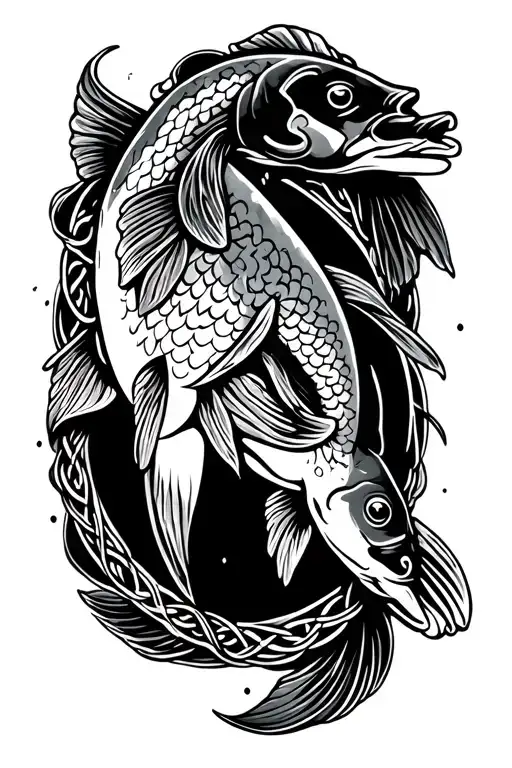 Celtic salmon leaping tattoo design idea