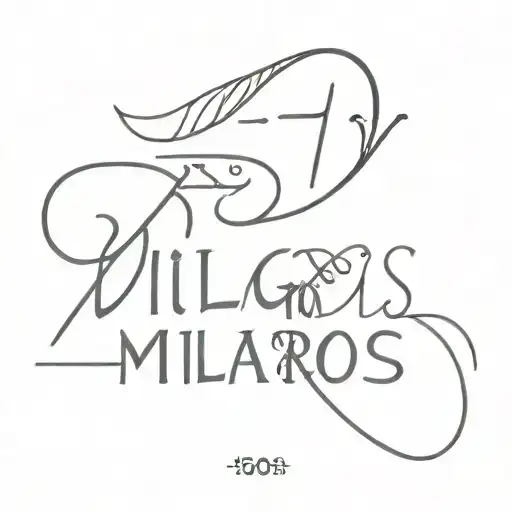 555 and Milagros name written tattoo design idea