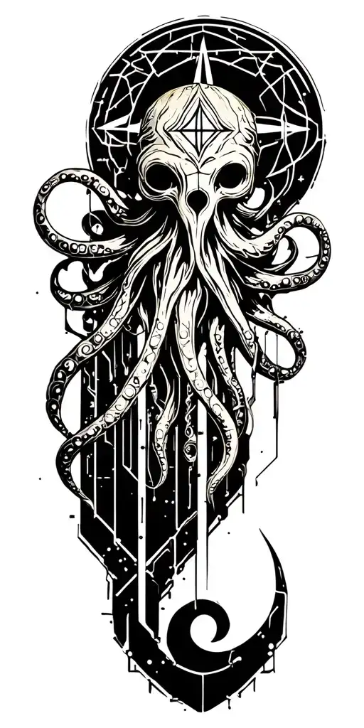 "Strange Aeons" "Strange Aeons" "Even Death May Die" Cthulhu Symbols, the Elder Sign, Lovecraftian Nightmare, Eldritch Horror tattoo design idea
