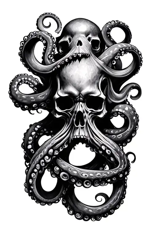 octopus wrapping around a skull similar to death eater mark from Harry Potter tattoo design idea