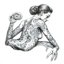 Woman with human torso and lower part of the ram body who is called blue tattoo design idea