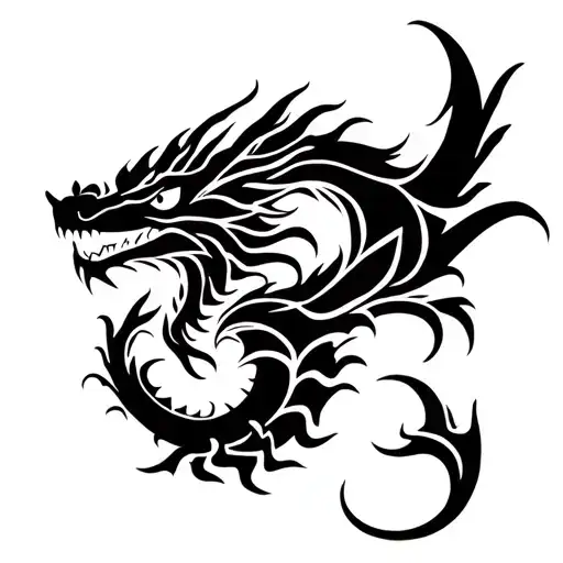 dragon and tribal tattoo tattoo design idea