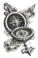 realistic compass pointing home with text "Even if I get lost, I’ll still trip over home!" and an anchor tattoo design idea