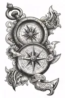 realistic compass pointing home with text "Even if I get lost, I’ll still trip over home!" and an anchor tattoo design idea