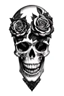 skull and roses tattoo design idea