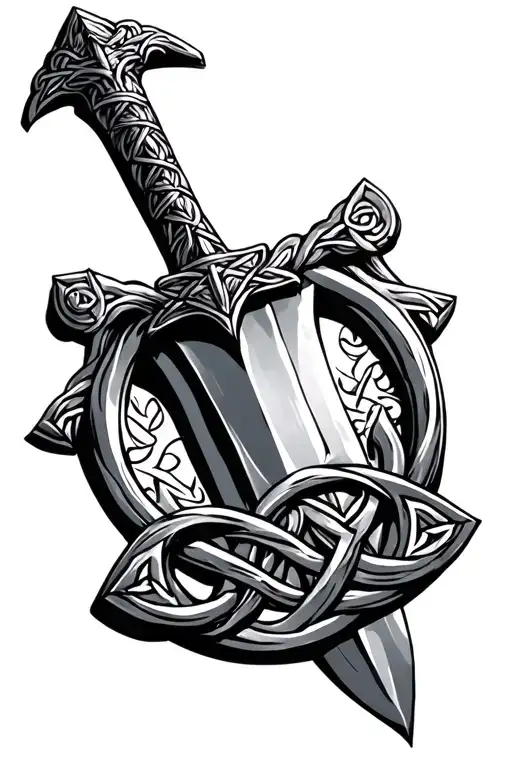Irish Dagger with a celtic solomons knot as the guard  tattoo design idea