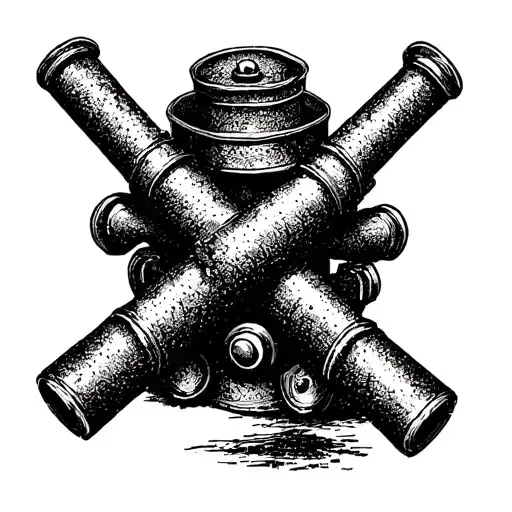 two crossed cannons tattoo design idea