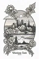 washington state sunset background tattoo design idea