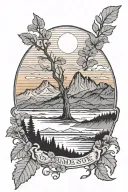 washington state sunset background tattoo design idea