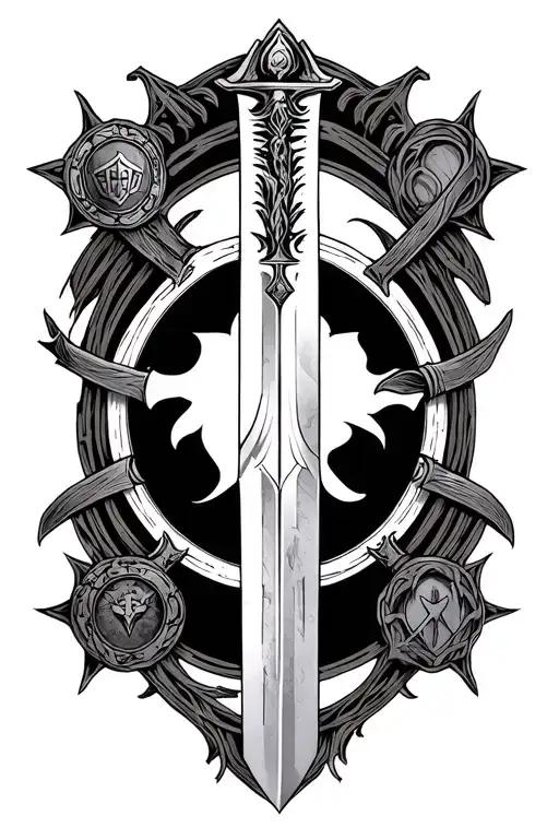 Witcher swords, medalion and signs tattoo design idea