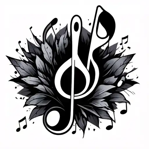 Scissors  musical note tattoo design idea