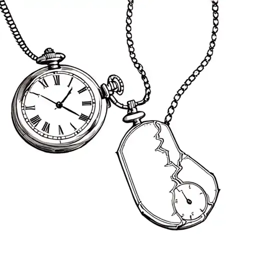 broken pocket watch in tattoo design idea