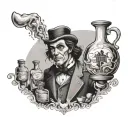 dr jekyll drinking potion mr hyde inspired tattoo design idea
