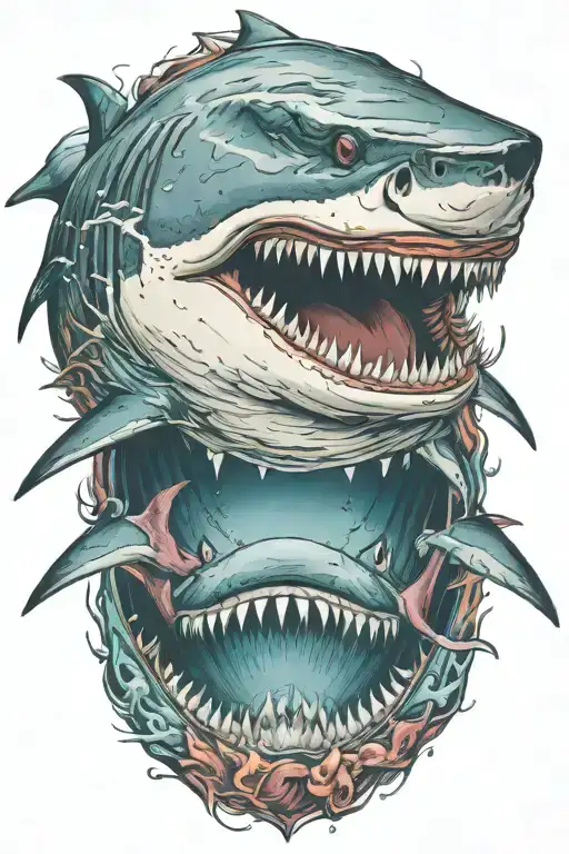 shark with open mouth tattoo design idea