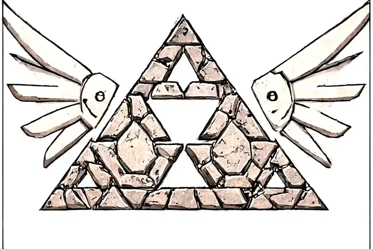 stonework tri force from legend of Zelda tattoo design idea