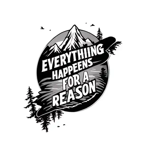 mountain range "everything happens for a reason"  tattoo design idea