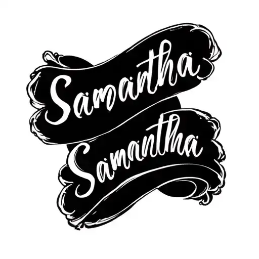 A small, elegant black ink tattoo of the name "Samantha" written in modern cursive script on the inner wrist. The font s tattoo design idea
