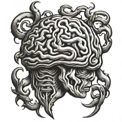 brain trapped  tattoo design idea