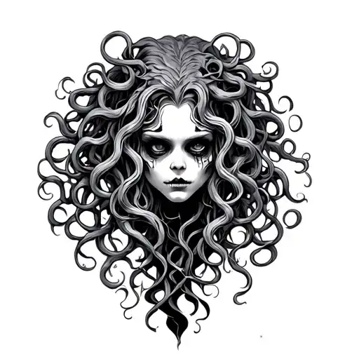 gothic horror medusa tattoo design idea