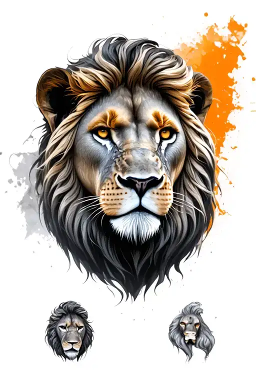 Female Warrior Lion Head full body wearing tattoo design idea