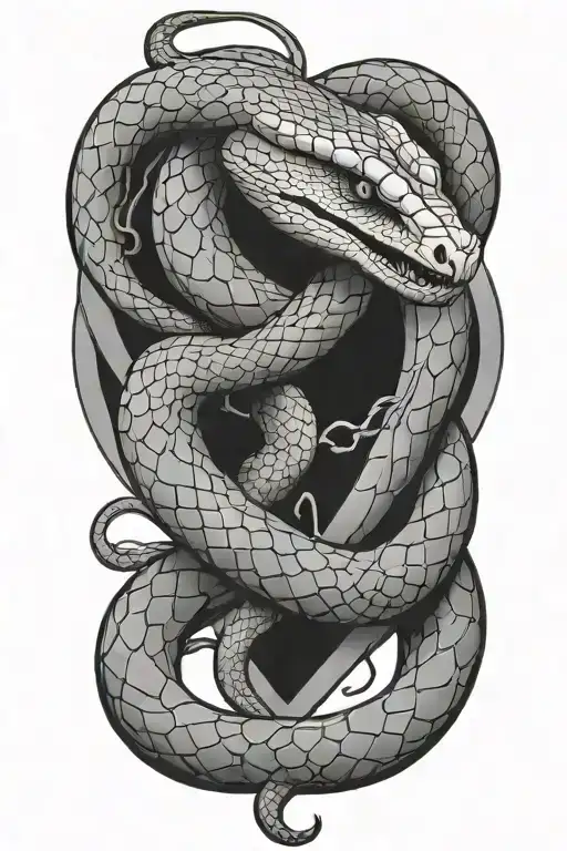 snake and heart tattoo design idea
