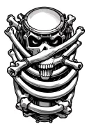 cybernetic forearm drum sticks bones tattoo design idea