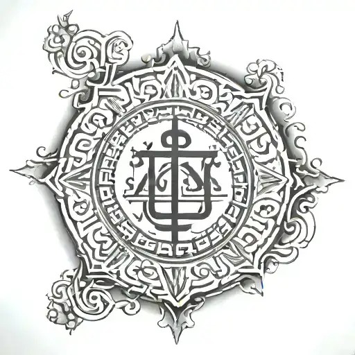 Writen Aramaic lord's prayer in circle shape tattoo design idea