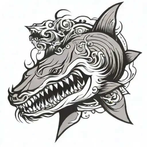 shark bull tattoo design idea