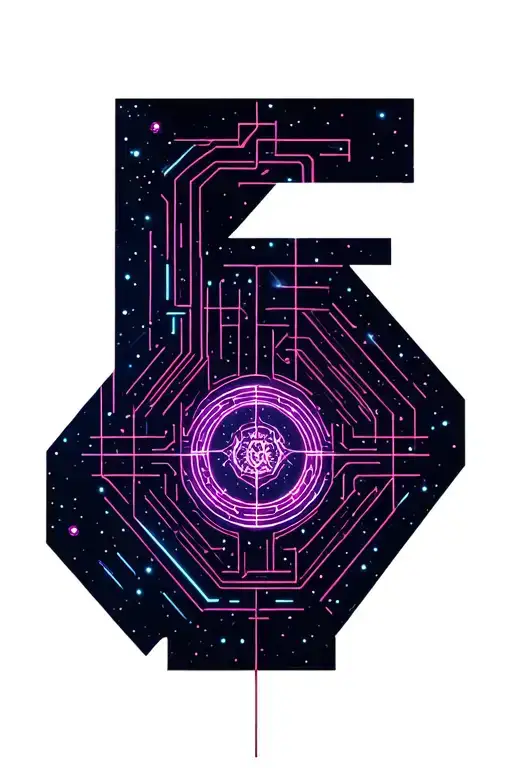 neon circuitry, futuristic geometry, space background  tattoo design idea