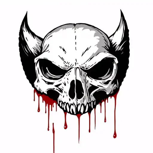 Skull of a wolverine animal skull with blood dripping tattoo design idea