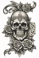 skull dice and roses tattoo design idea