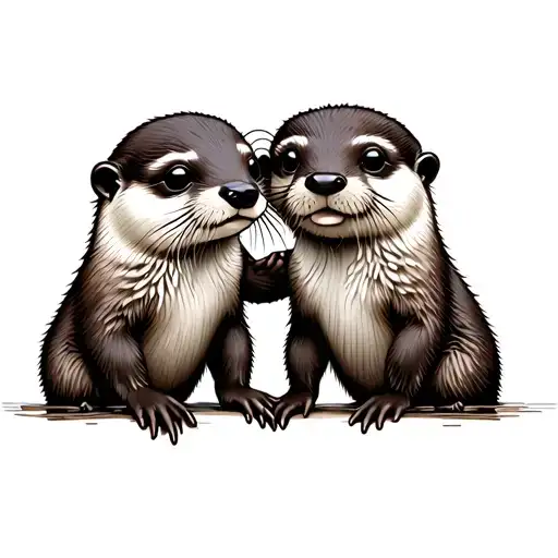 otters holding hands holding tattoo design idea