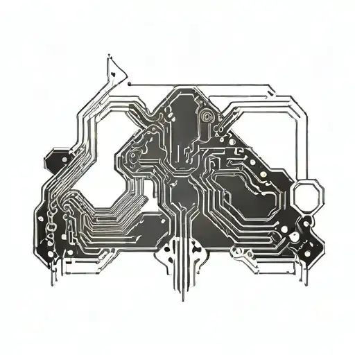 geometric black circuit board tattoo design idea