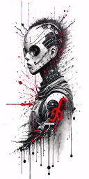 Cyberpunk-inspired tattoo featuring a hacker silhouette surrounded by binary code symbol combined tattoo design idea