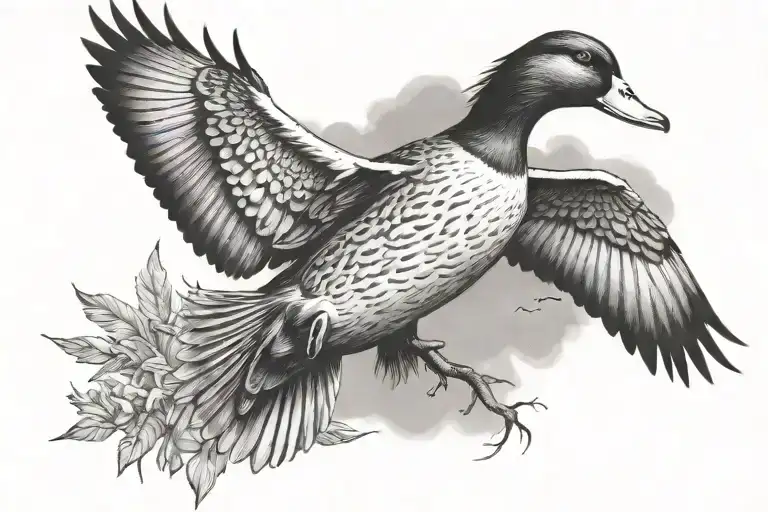 duck hunting flying across tattoo design idea