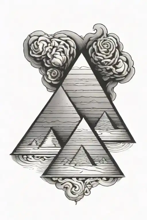 two pyramids facing opposite sides tattoo design idea