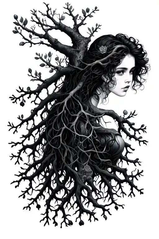 "Chloé Anna Dorian" roots and 11 branches tattoo design idea