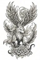 nine tailed fox connecting to a pheonix rising tattoo design idea