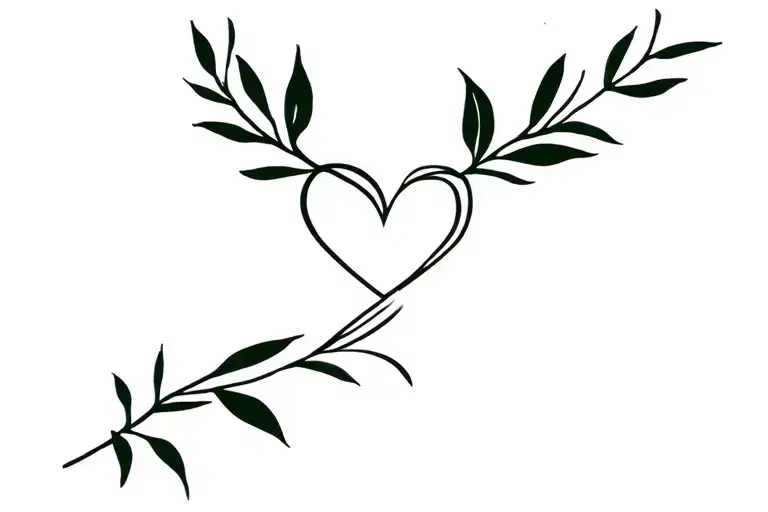A minimalist and simple design combining"Bound........"with olive leaf branches and a small, delicate heart that is hori tattoo design idea
