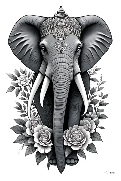 Love in Thai and an Elephant Head tattoo design idea
