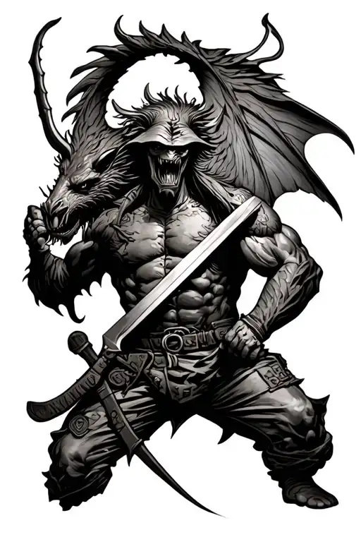 us marine slaying the devil tattoo design idea