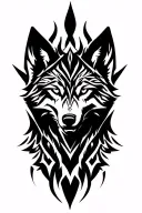alpha wolf.wounded.scars.devious.leader of the pack.in tribal and abstract design.polynesian tattoo design idea